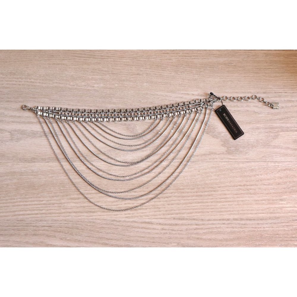 BCBG silver layered chain choker